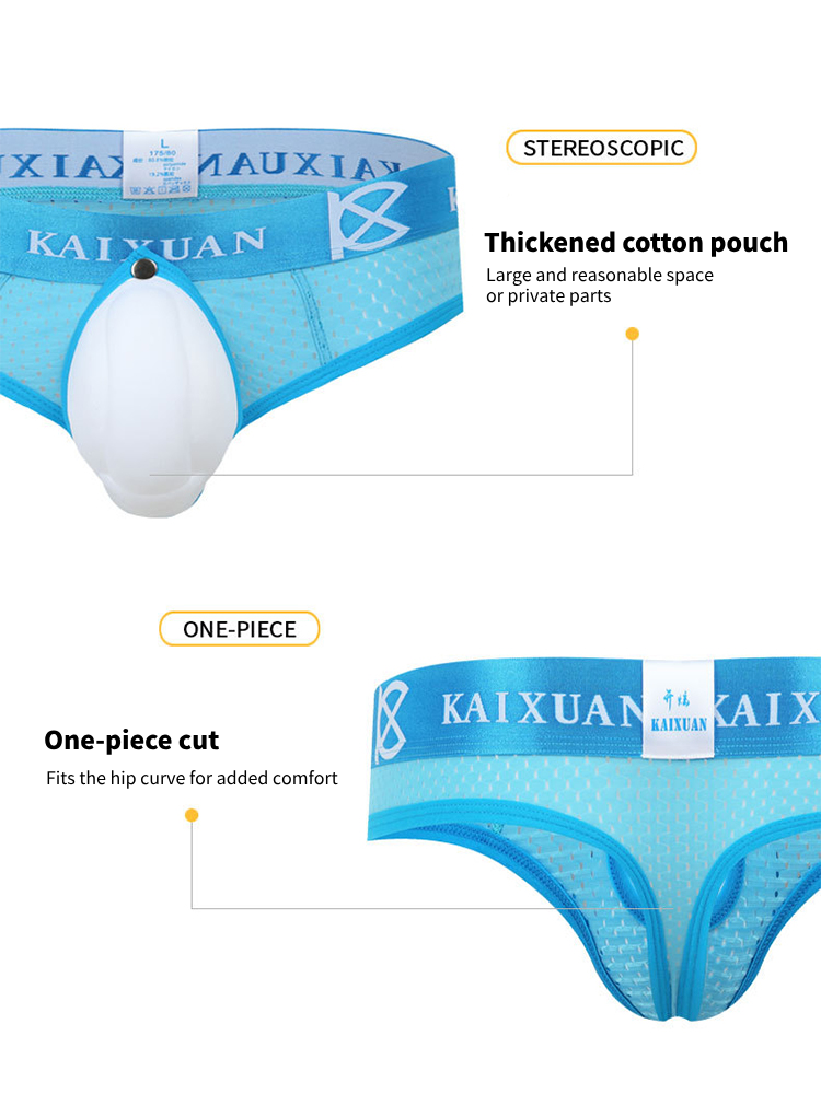2 Pack Men's Breathable Mesh Removable U-Shaped Pocket Thongs | dmunderwear detail image 6