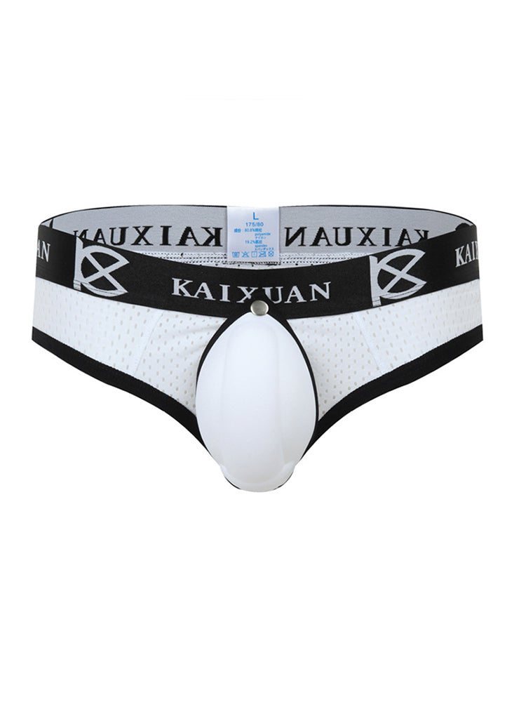 2 Pack Men's Breathable Mesh Removable U-Shaped Pocket Thongs | dmunderwear detail image 9