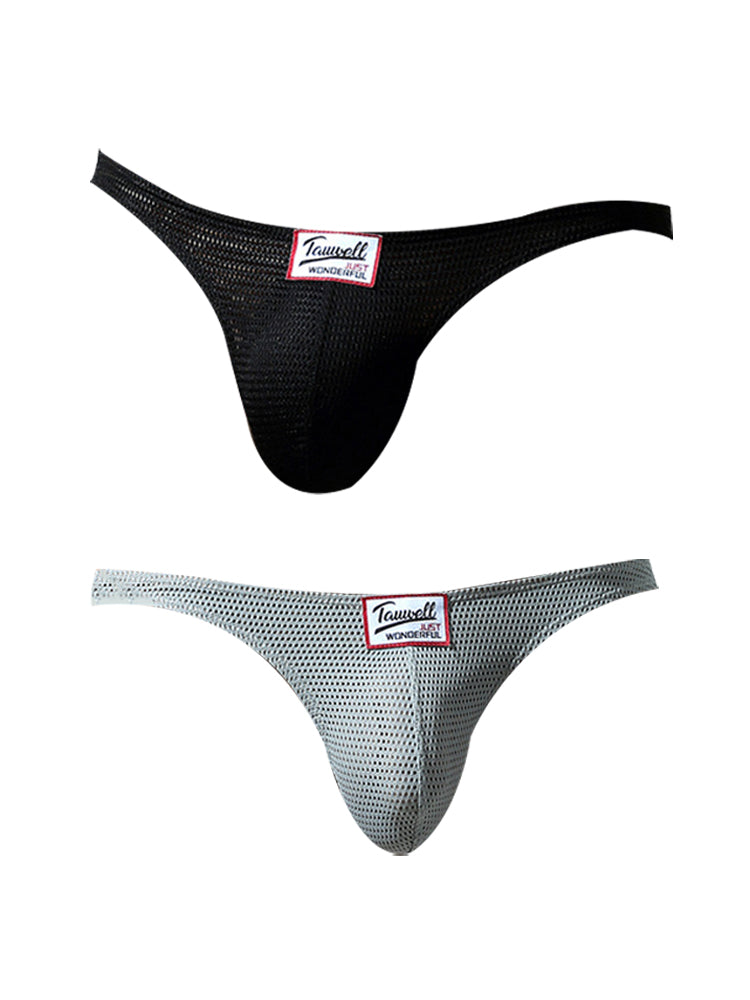 2 Pack Men's Sexy Breathable Mesh Thongs with High Stretch | dmunderwear detail image 2