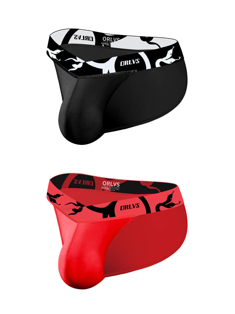 2 Pack Men's Modal Low-Rise Bikinis with Support Pouch and Tagless Waistband | dmunderwear detail image 14