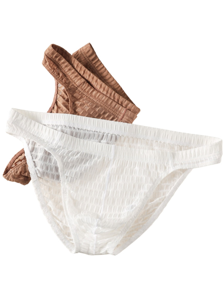 2 Pack Men's Breathable Soft Quick-Dry Mid-Rise Daily Comfort Solid Color Bikini | dmunderwear detail image 10
