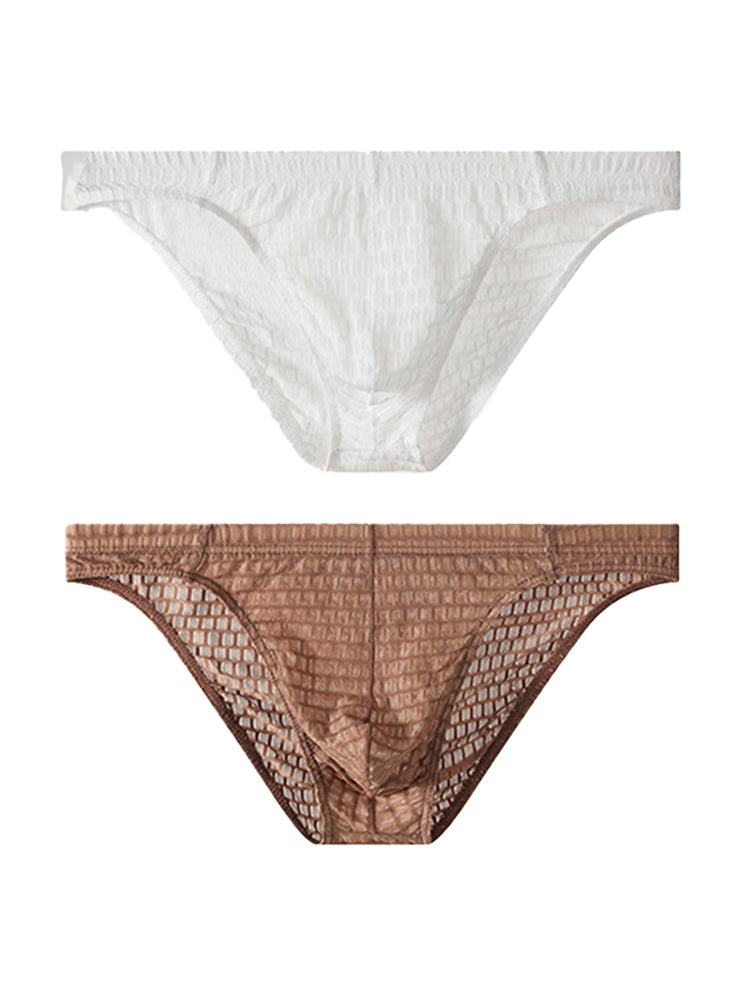 2 Pack Men's Breathable Soft Quick-Dry Mid-Rise Daily Comfort Solid Color Bikini | dmunderwear detail image 12