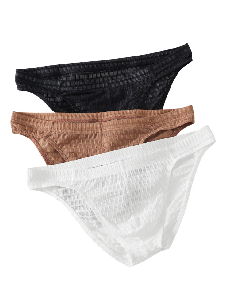 2 Pack Men's Breathable Soft Quick-Dry Mid-Rise Daily Comfort Solid Color Bikini | dmunderwear detail image 6
