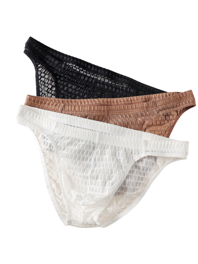 2 Pack Men's Breathable Soft Quick-Dry Mid-Rise Daily Comfort Solid Color Bikini | dmunderwear detail image 8
