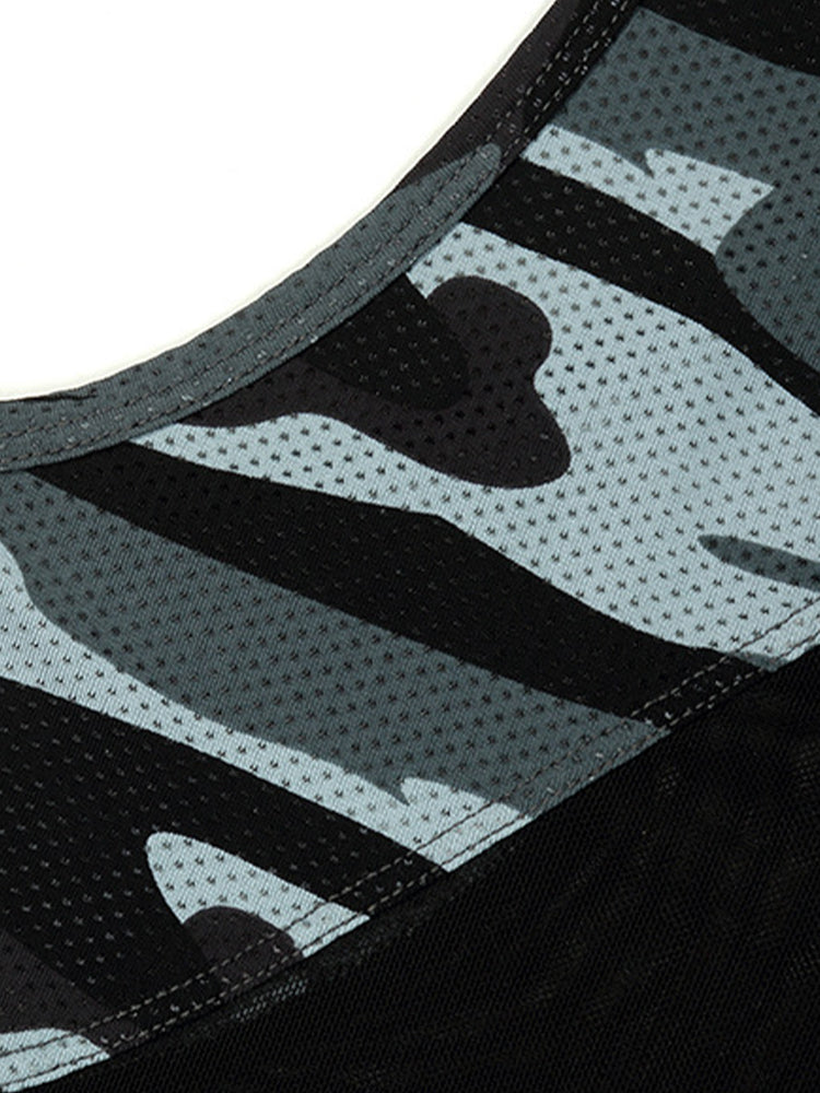 2 Pack Men's Camouflage Color Block Sheer Mesh Stretchy Trunks | dmunderwear detail image 10