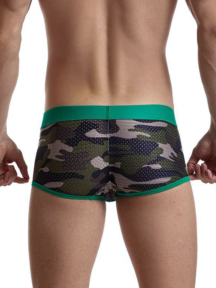2 Pack Men's Camouflage Print Mesh Supportive Fit Touch-Free Soft-Touch Trunks | dmunderwear detail image 10