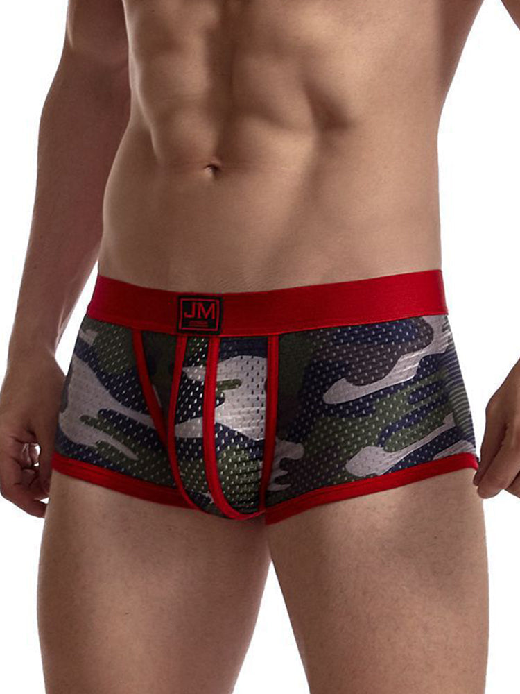 2 Pack Men's Camouflage Print Mesh Supportive Fit Touch-Free Soft-Touch Trunks | dmunderwear detail image 16