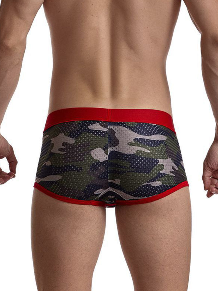 2 Pack Men's Camouflage Print Mesh Supportive Fit Touch-Free Soft-Touch Trunks | dmunderwear detail image 18