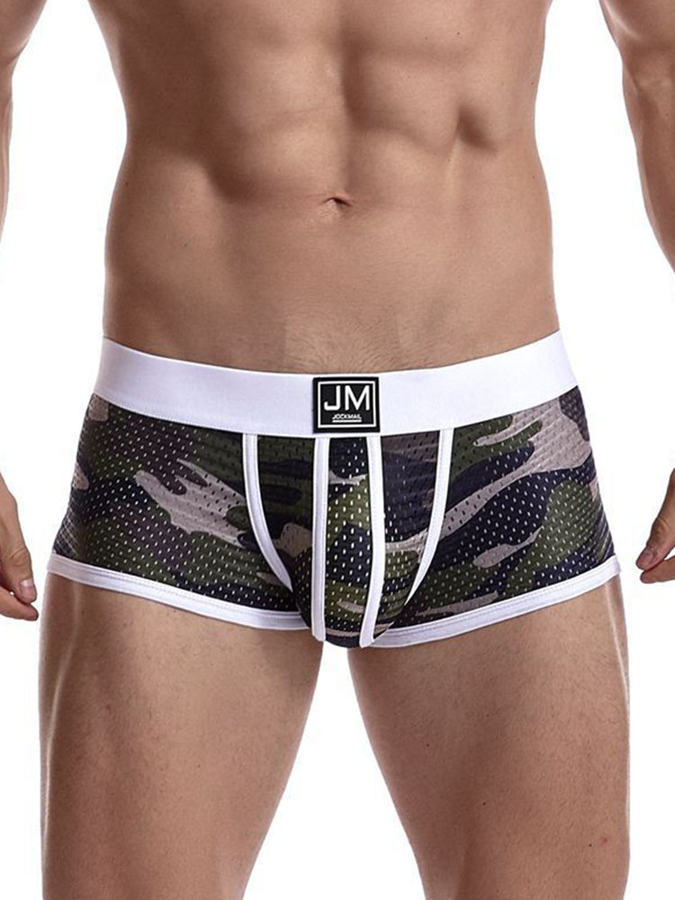2 Pack Men's Camouflage Print Mesh Supportive Fit Touch-Free Soft-Touch Trunks | dmunderwear detail image 3