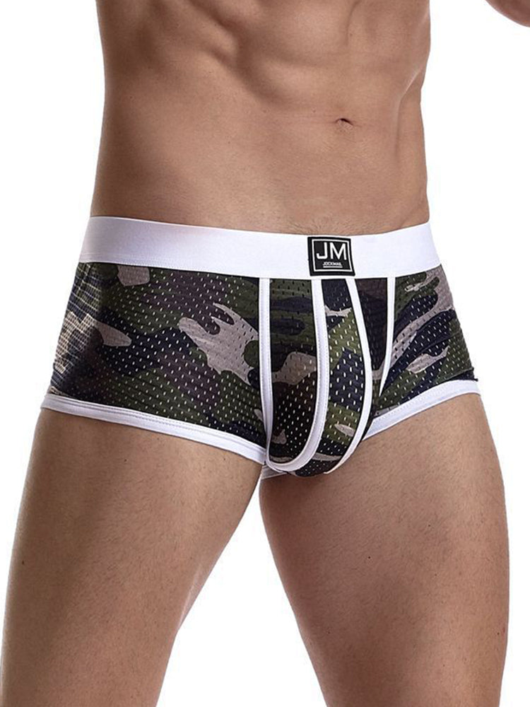 2 Pack Men's Camouflage Print Mesh Supportive Fit Touch-Free Soft-Touch Trunks | dmunderwear detail image 4