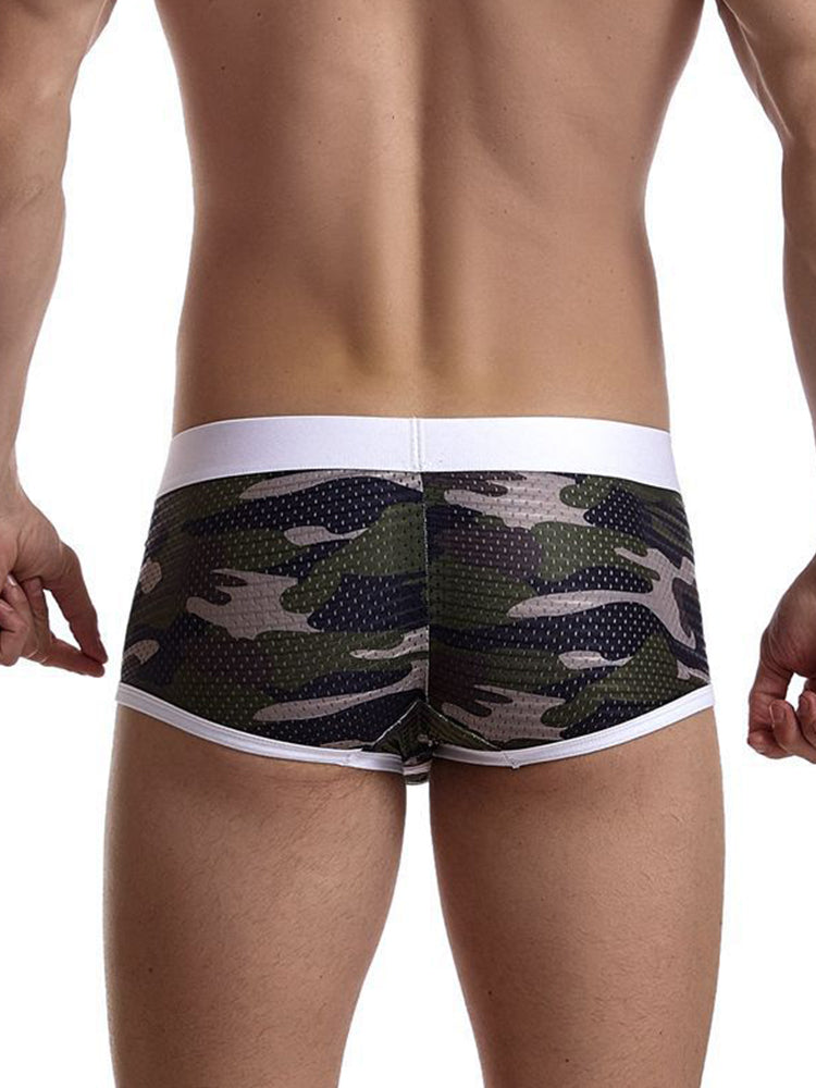 2 Pack Men's Camouflage Print Mesh Supportive Fit Touch-Free Soft-Touch Trunks | dmunderwear detail image 5