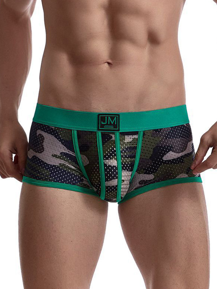 2 Pack Men's Camouflage Print Mesh Supportive Fit Touch-Free Soft-Touch Trunks | dmunderwear detail image 8