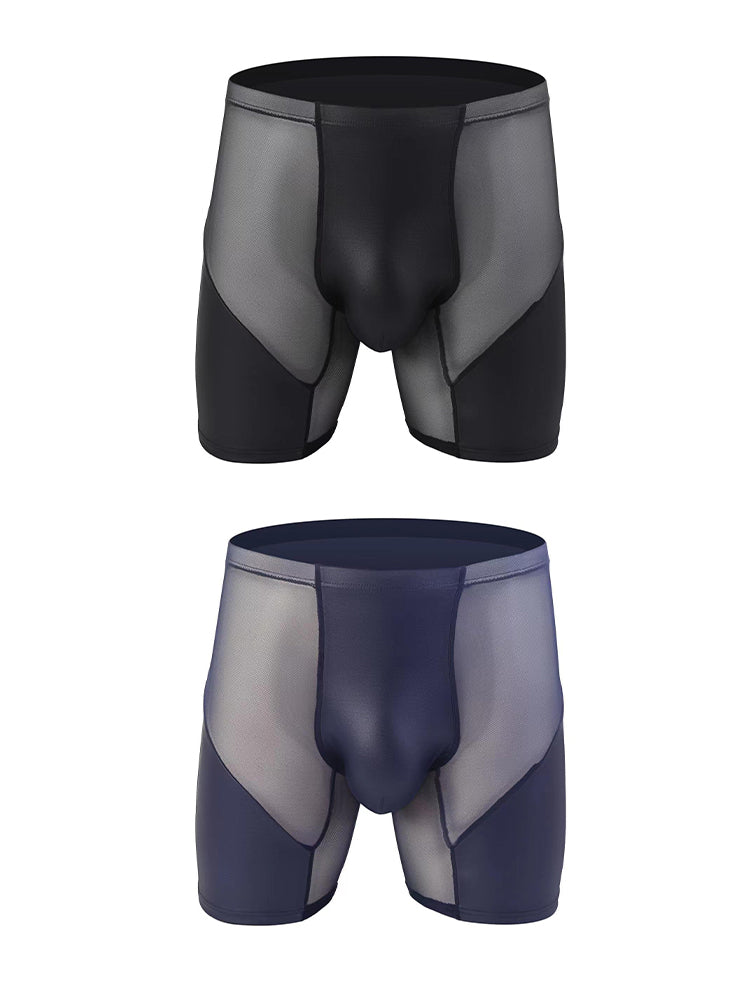 2 Pack Men's Casual Sports Transparent Mesh Midway Briefs | dmunderwear detail image 10