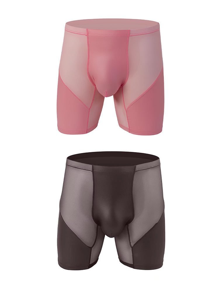 2 Pack Men's Casual Sports Transparent Mesh Midway Briefs | dmunderwear detail image 11