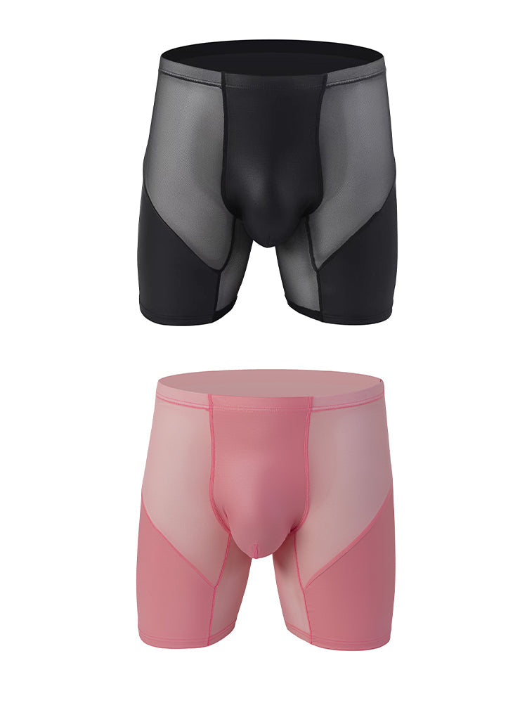 2 Pack Men's Casual Sports Transparent Mesh Midway Briefs | dmunderwear detail image 2
