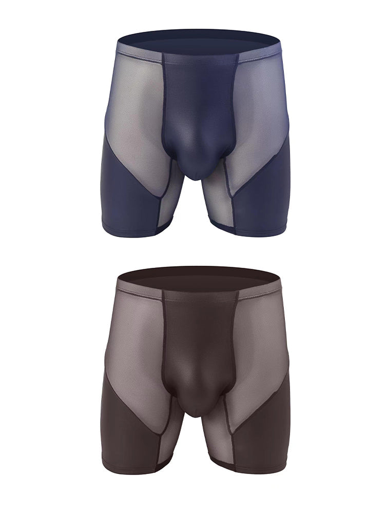 2 Pack Men's Casual Sports Transparent Mesh Midway Briefs | dmunderwear detail image 7