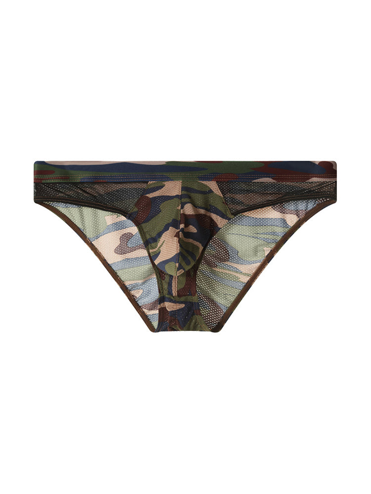 2 Pack Men's Classic Camo Mesh U-Shaped Pouch Breathable Briefs | dmunderwear
