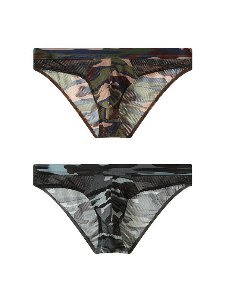2 Pack Men's Classic Camo Mesh U-Shaped Pouch Breathable Briefs | dmunderwear detail image 11