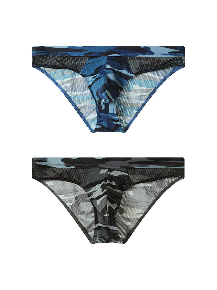 2 Pack Men's Classic Camo Mesh U-Shaped Pouch Breathable Briefs | dmunderwear detail image 8