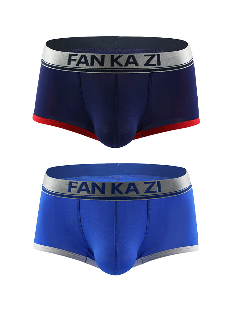 2 Pack Men's Color Block U-Pouch Mid-Rise Sporty Trunks | dmunderwear detail image 12