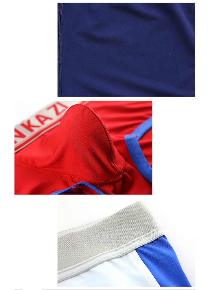 2 Pack Men's Color Block U-Pouch Mid-Rise Sporty Trunks | dmunderwear detail image 16