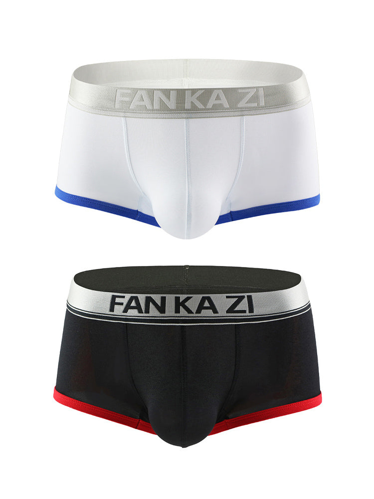 2 Pack Men's Color Block U-Pouch Mid-Rise Sporty Trunks | dmunderwear detail image 17