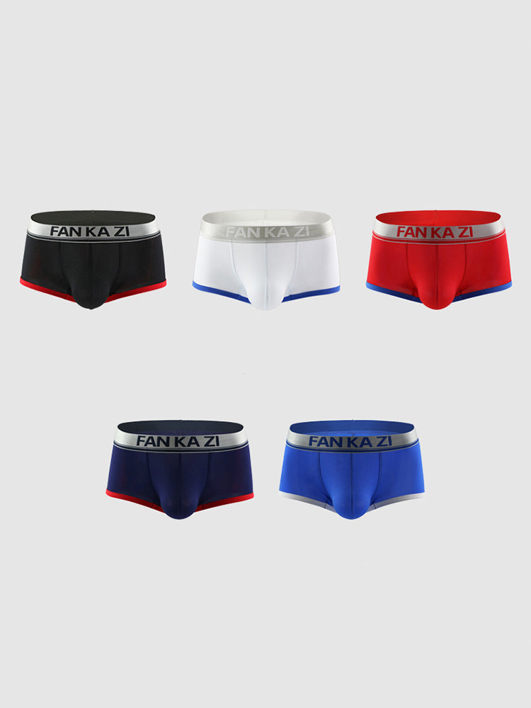 2 Pack Men's Color Block U-Pouch Mid-Rise Sporty Trunks | dmunderwear detail image 18