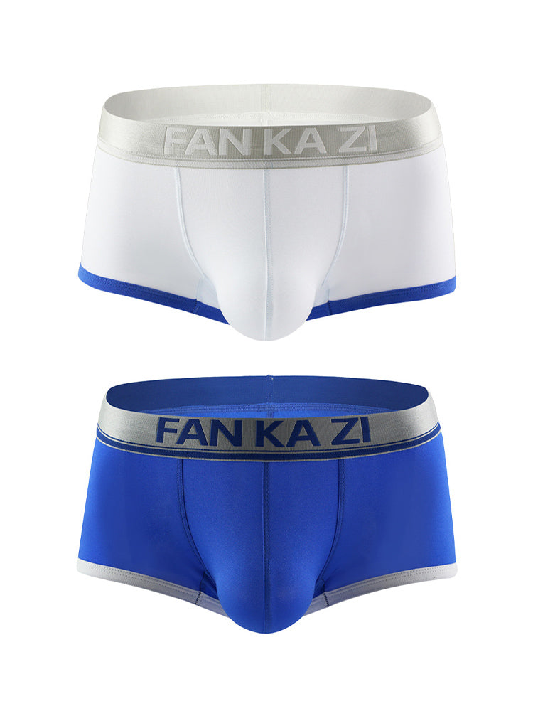 2 Pack Men's Color Block U-Pouch Mid-Rise Sporty Trunks | dmunderwear detail image 2