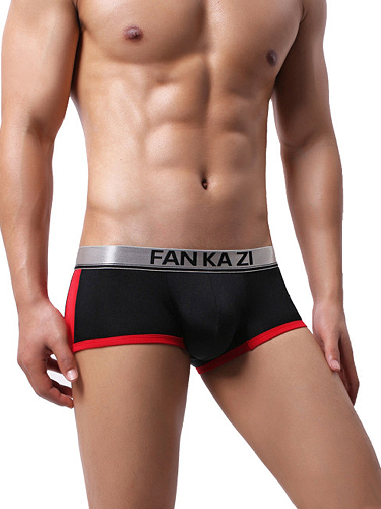 2 Pack Men's Color Block U-Pouch Mid-Rise Sporty Trunks | dmunderwear detail image 5