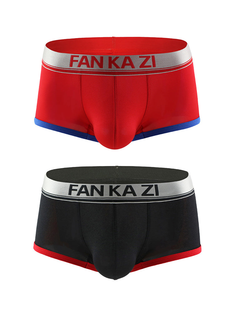 2 Pack Men's Color Block U-Pouch Mid-Rise Sporty Trunks | dmunderwear detail image 7