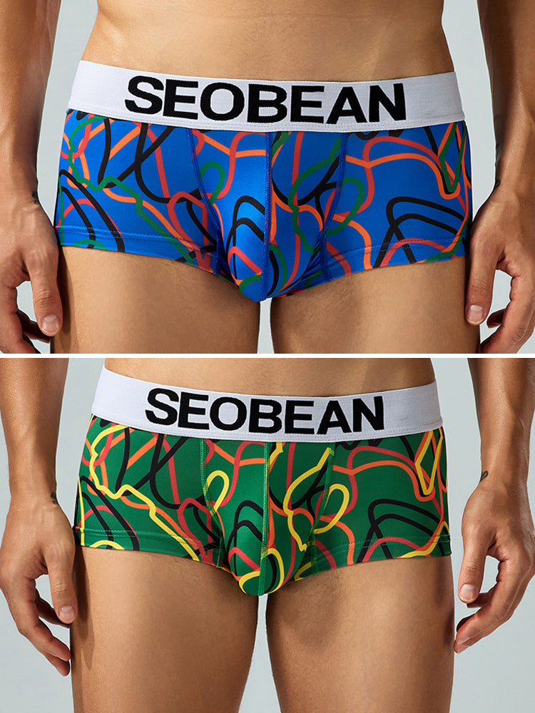 2 Pack Men's Comfortable Breathable Messy Lines Polyester Boxer Briefs | dmunderwear detail image 12
