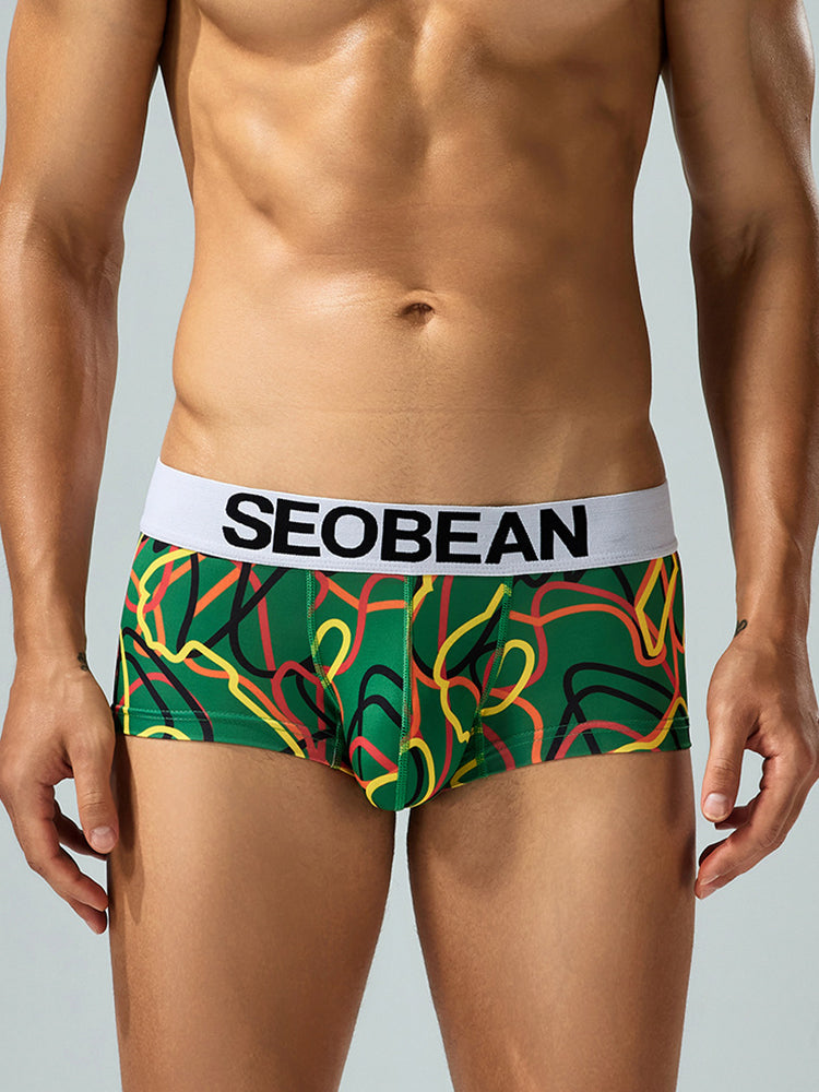 2 Pack Men's Comfortable Breathable Messy Lines Polyester Boxer Briefs | dmunderwear detail image 13