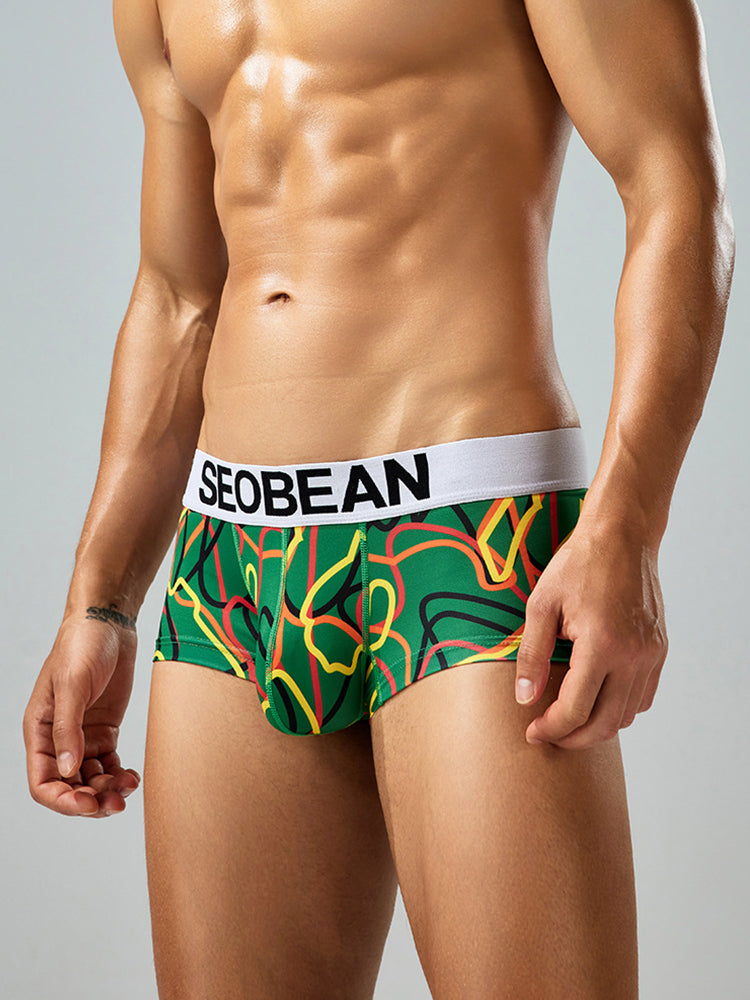 2 Pack Men's Comfortable Breathable Messy Lines Polyester Boxer Briefs | dmunderwear detail image 14