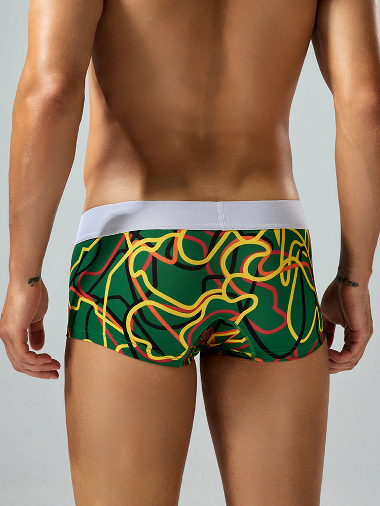 2 Pack Men's Comfortable Breathable Messy Lines Polyester Boxer Briefs | dmunderwear detail image 15