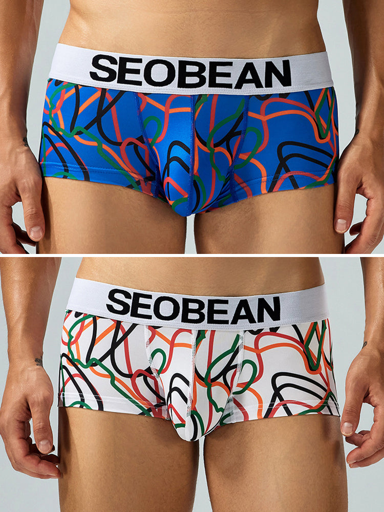 2 Pack Men's Comfortable Breathable Messy Lines Polyester Boxer Briefs | dmunderwear detail image 17