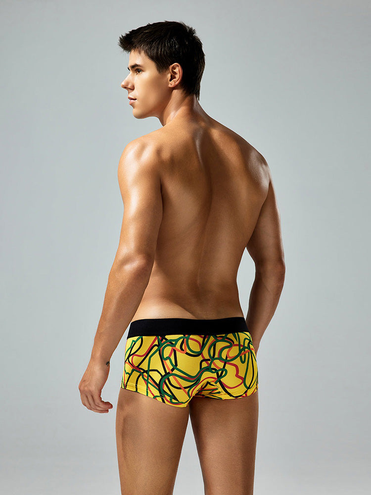 2 Pack Men's Comfortable Breathable Messy Lines Polyester Boxer Briefs | dmunderwear detail image 18
