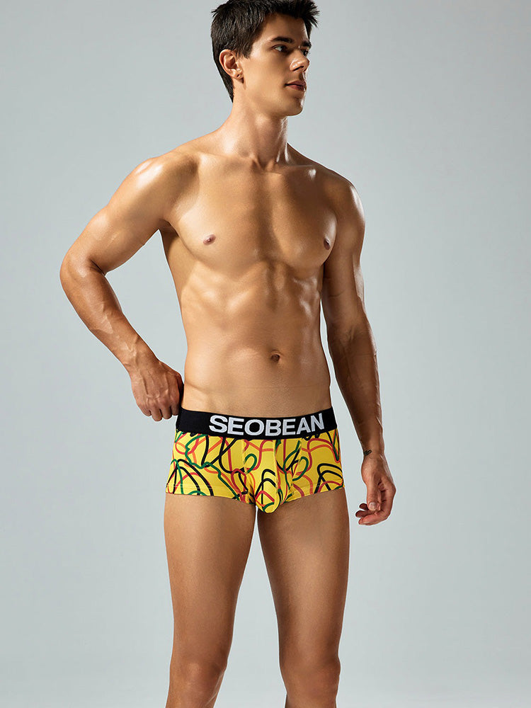 2 Pack Men's Comfortable Breathable Messy Lines Polyester Boxer Briefs | dmunderwear detail image 19