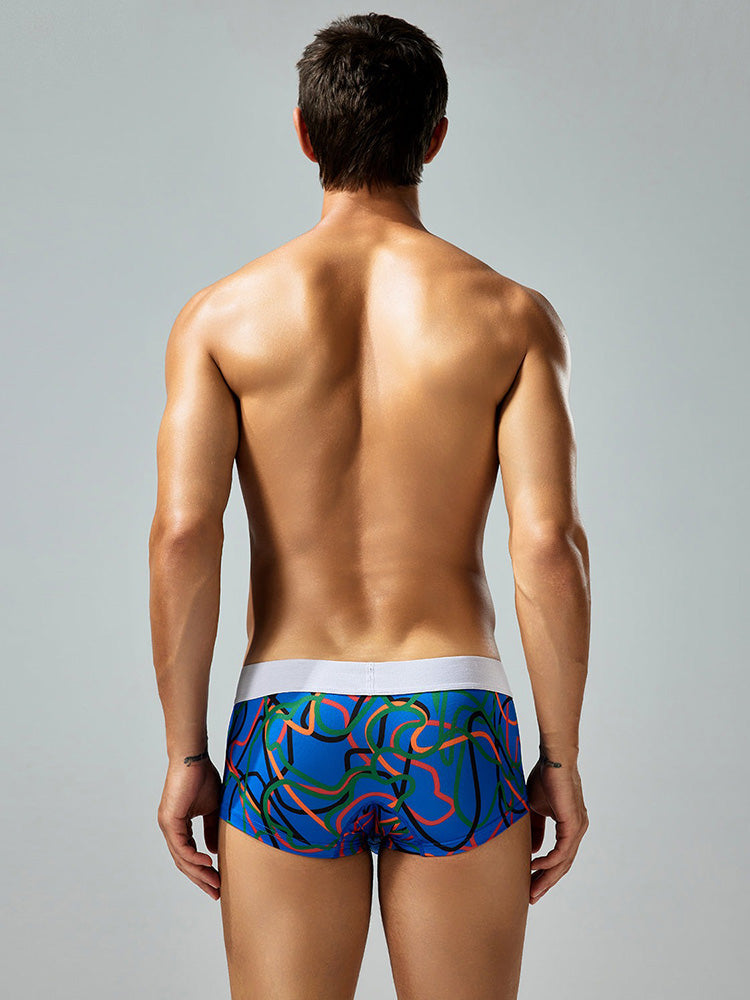 2 Pack Men's Comfortable Breathable Messy Lines Polyester Boxer Briefs | dmunderwear detail image 4