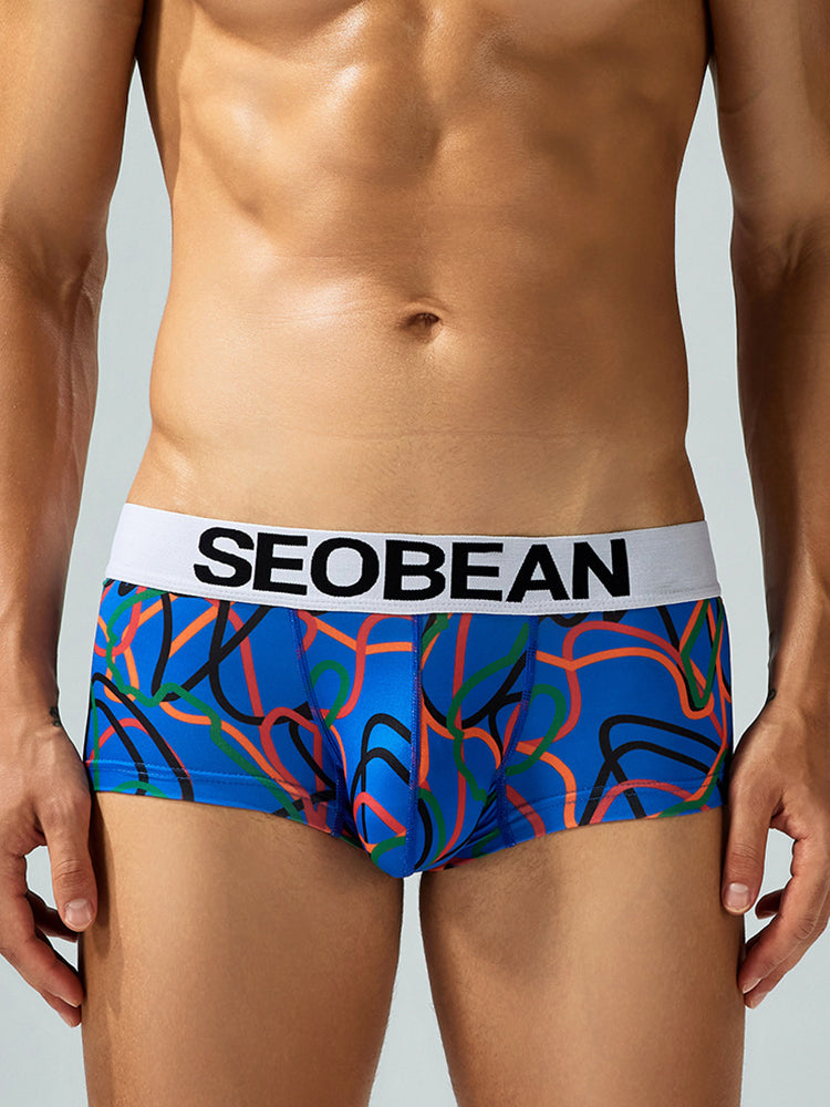 2 Pack Men's Comfortable Breathable Messy Lines Polyester Boxer Briefs | dmunderwear detail image 6