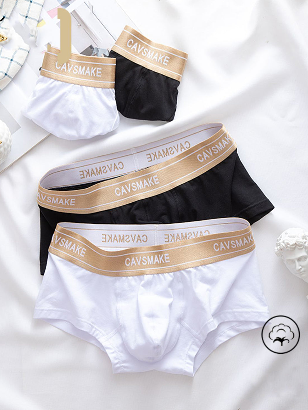 2 Pack Men's Cotton Sexy U-Convex Design Briefs & Trunks | dmunderwear detail image 6