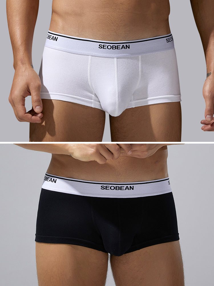 2 Pack Men's Cotton-Spandex Blend Solid Color Elastic Breathable Trunks | dmunderwear detail image 12