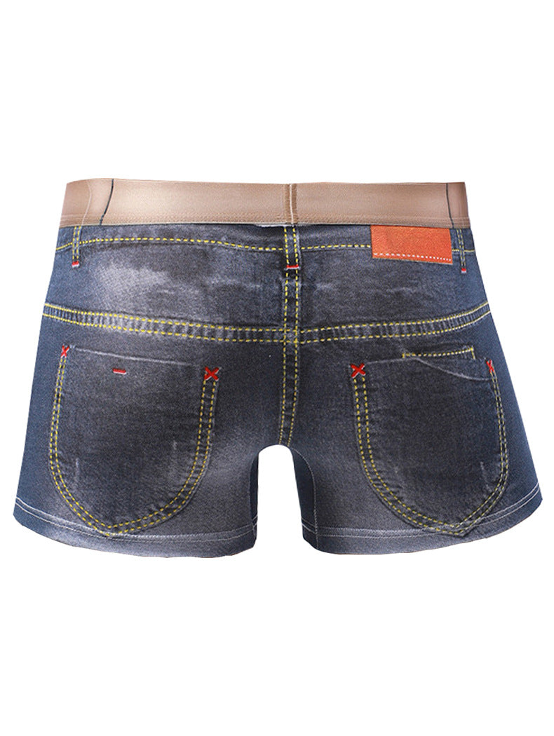 2 Pack Men's Denim Printed Cotton Boxer Briefs | dmunderwear detail image 15