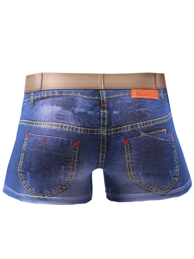 2 Pack Men's Denim Printed Cotton Boxer Briefs | dmunderwear detail image 16