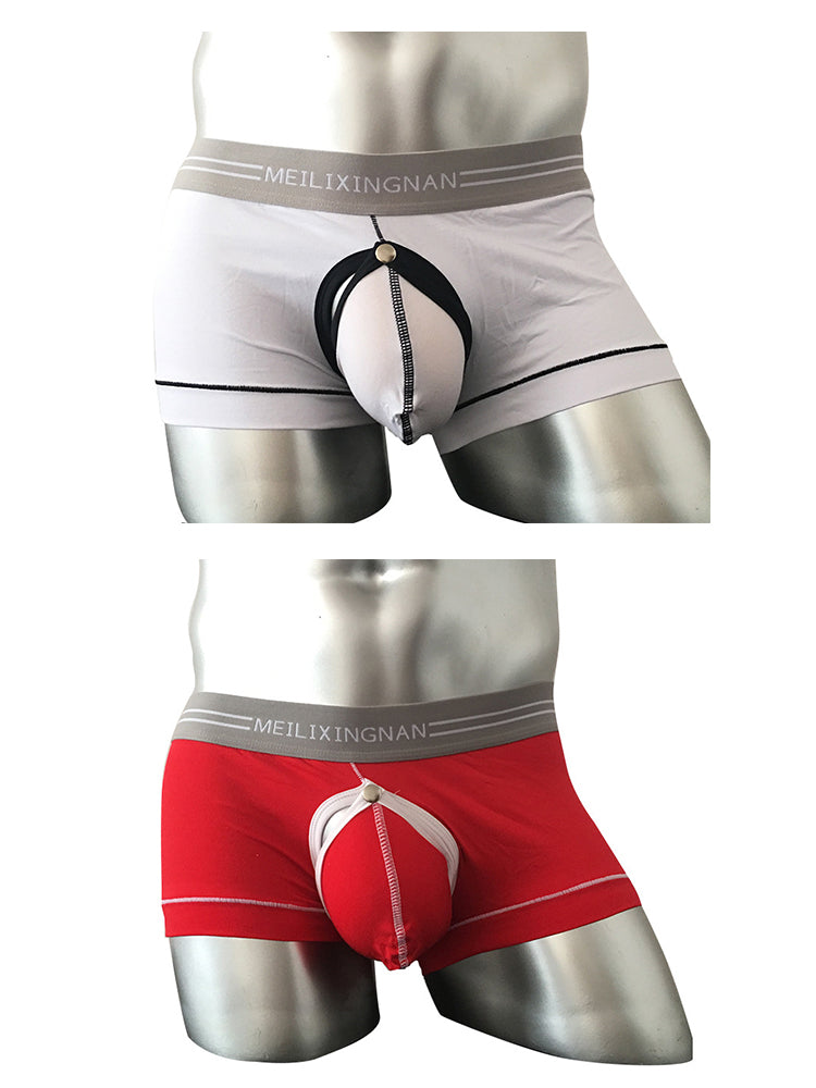 2 Pack Men's Detachable Pouch Breathable Boxer Briefs | dmunderwear detail image 2