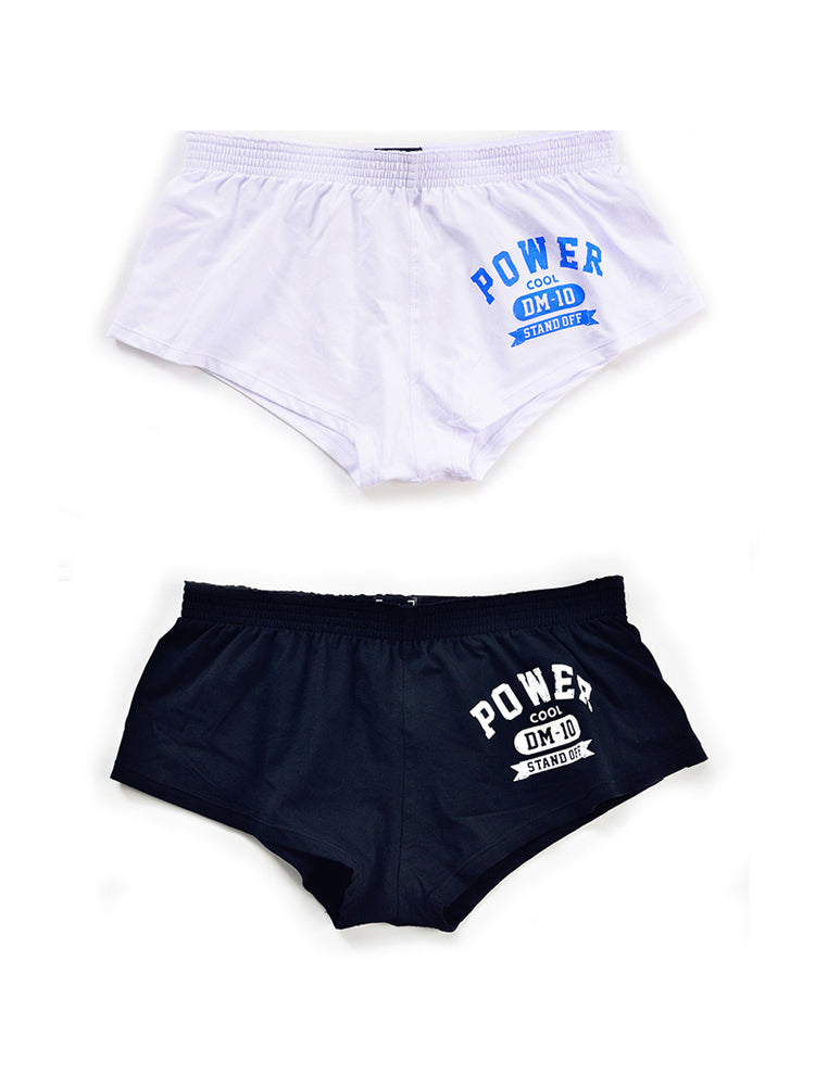 2-pack Men's DM Printed Lettering Low Waist Sexy Cotton Boxer Shorts | dmunderwear detail image 2