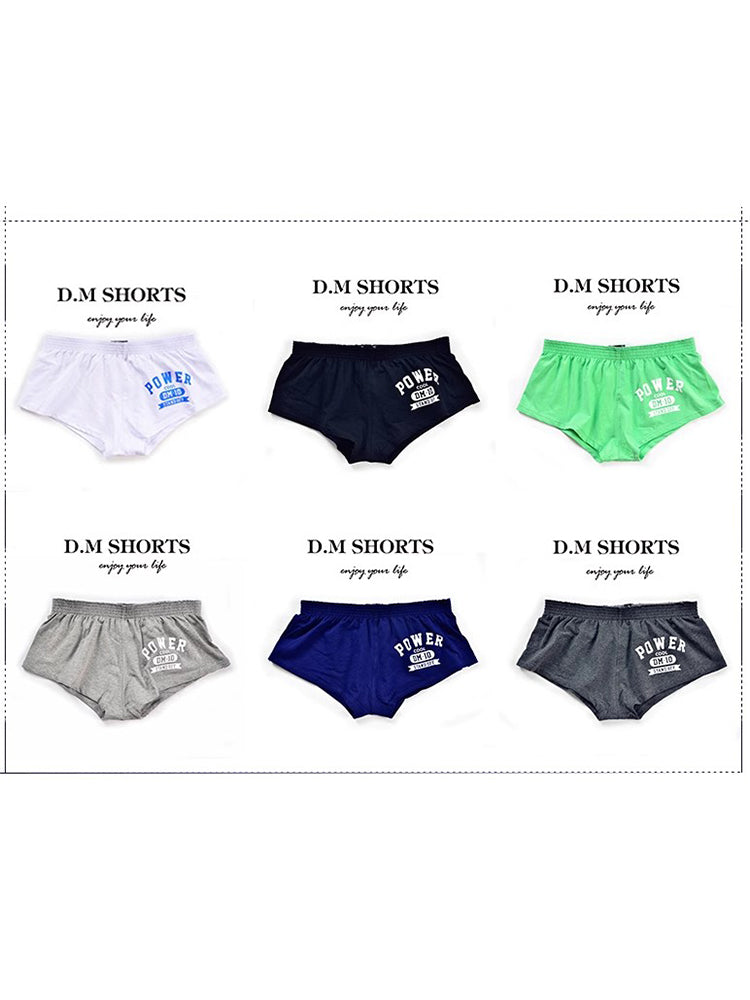 2-pack Men's DM Printed Lettering Low Waist Sexy Cotton Boxer Shorts | dmunderwear detail image 4