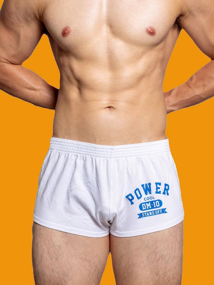 2-pack Men's DM Printed Lettering Low Waist Sexy Cotton Boxer Shorts | dmunderwear detail image 9