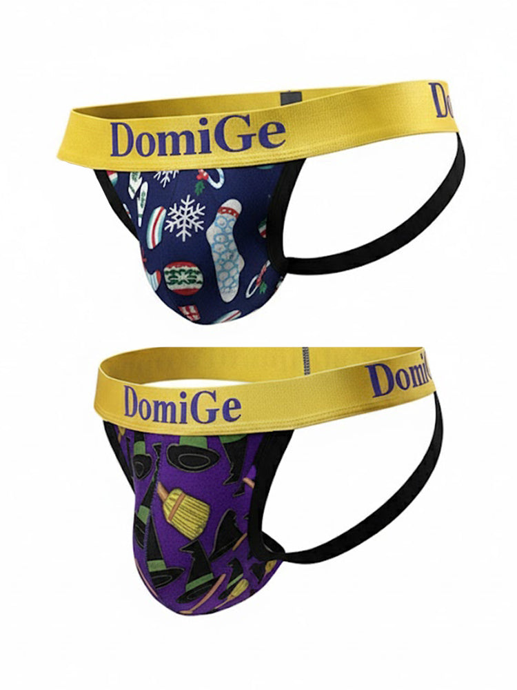 2 Pack Men's Fun Print Breathable Low-Rise Jockstrap | dmunderwear detail image 2
