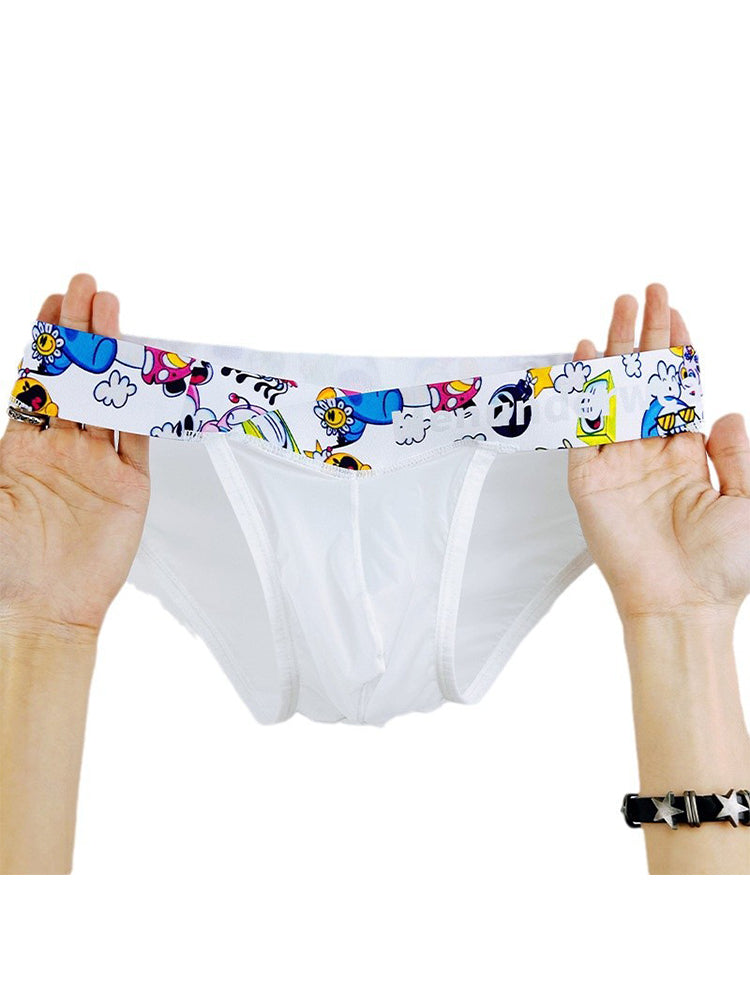 2 Pack Men's High-Cut Cartoon Waistband Breathable Semi-Transparent Bikini | dmunderwear