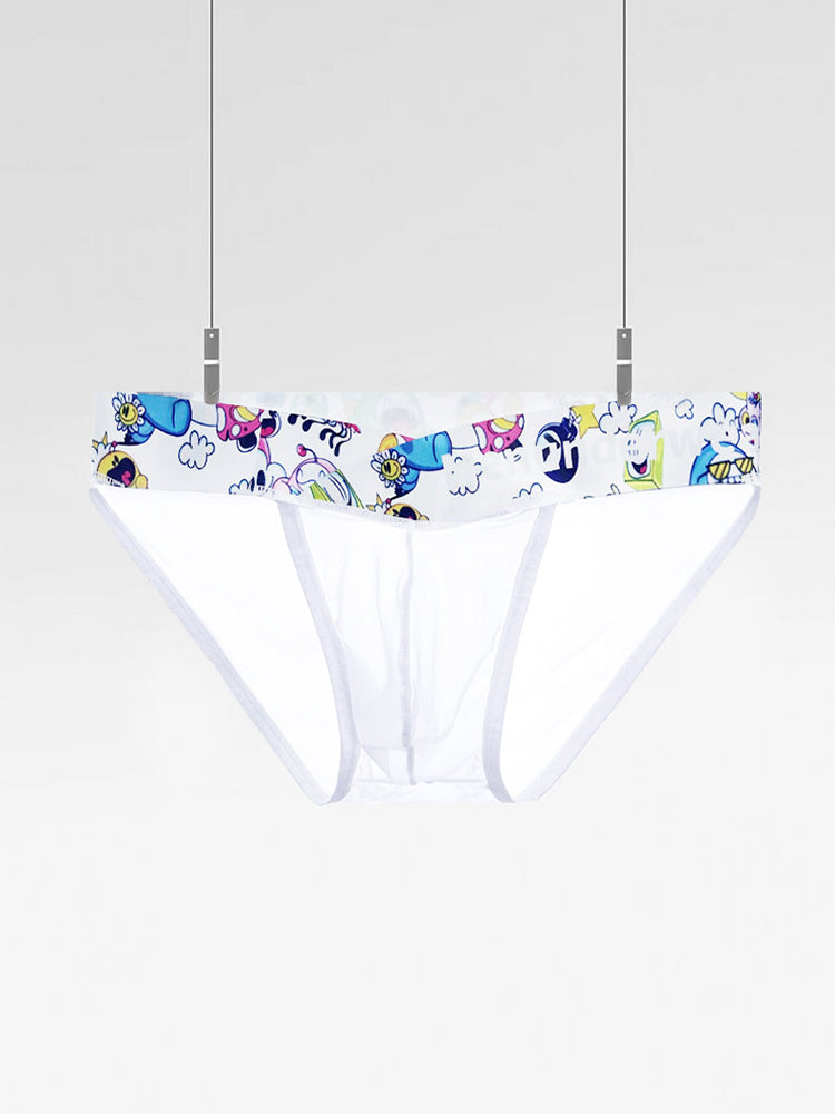 2 Pack Men's High-Cut Cartoon Waistband Breathable Semi-Transparent Bikini | dmunderwear detail image 15